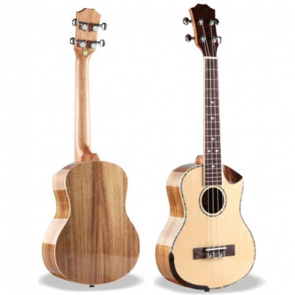 Gloss spruce koa solid top ukulele with armrest