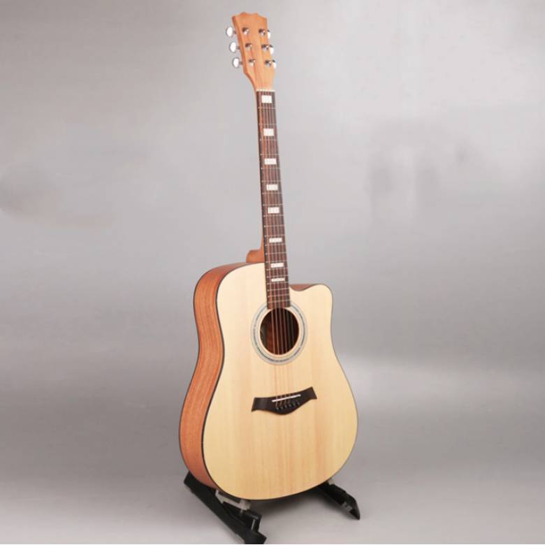 41 inch  spruce sapele acoustic guitar with fingerboard carving