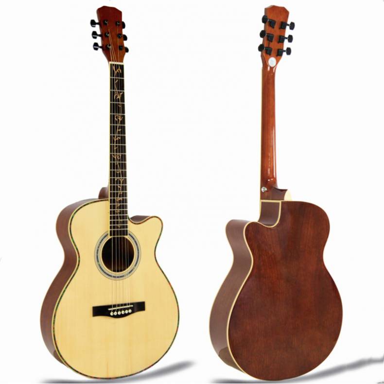 40 inch high quality spruce sapele acoustic guitar with fingerboard carving